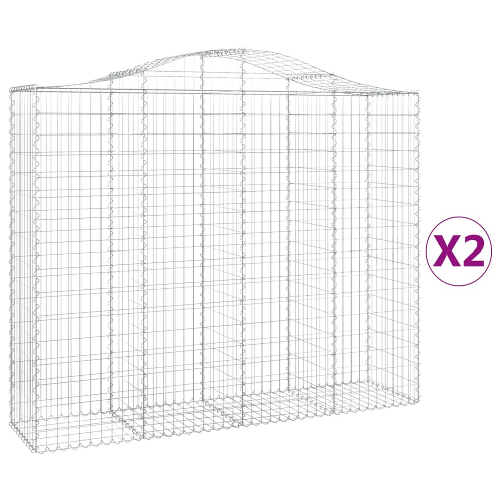 Paniers à gabions arqués 2 pcs 200x50x160/180 cm fer galvanisé
