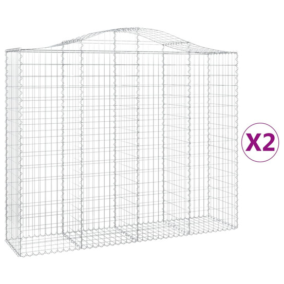 Paniers à gabions arqués 2 pcs 200x50x160/180 cm fer galvanisé