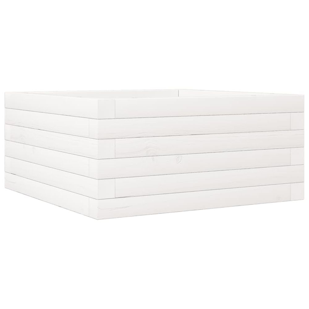 Jardinière blanc 50x50x23 cm bois de pin massif
