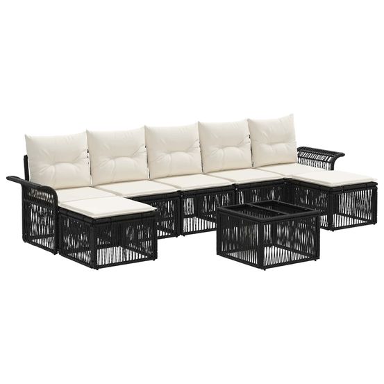 Ensemble de canapé de jardin 8 pc noir polyrotin