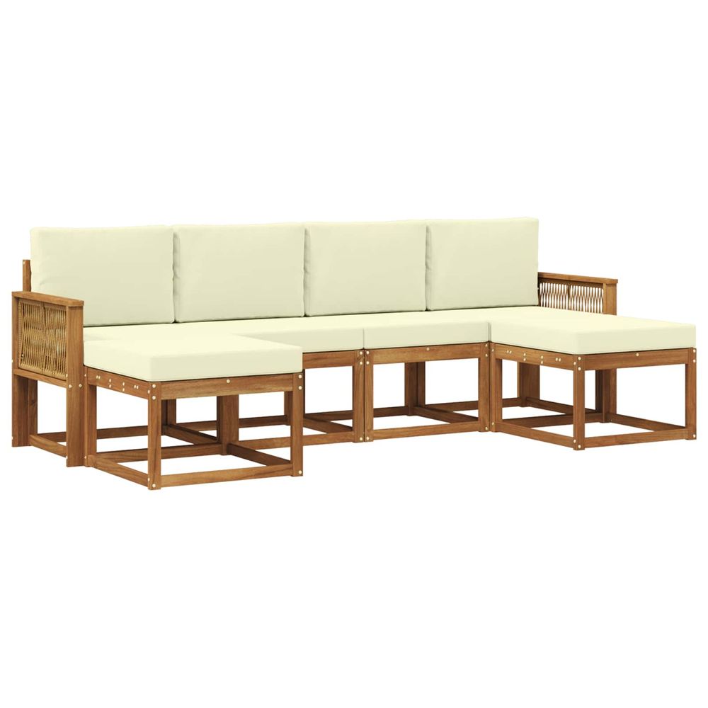 Ensemble de canapés d'extérieur 6 pc naturel et crème polyester