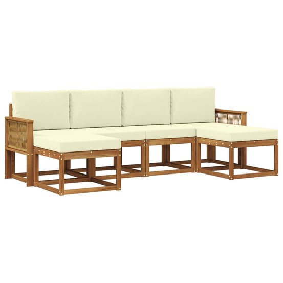 Ensemble de canapés d'extérieur 6 pc naturel et crème polyester