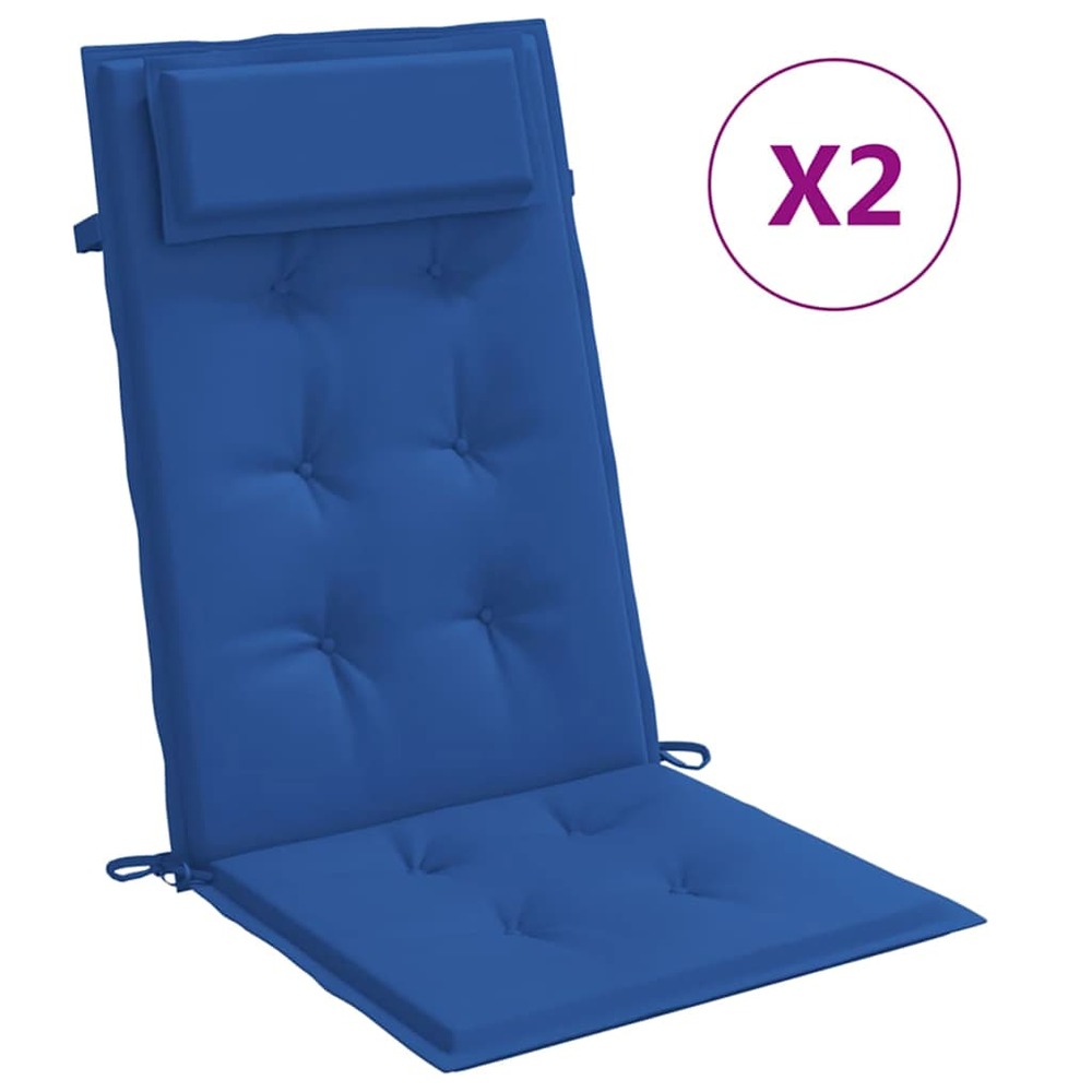 Coussins de chaise à dossier haut lot de 2 bleu royal