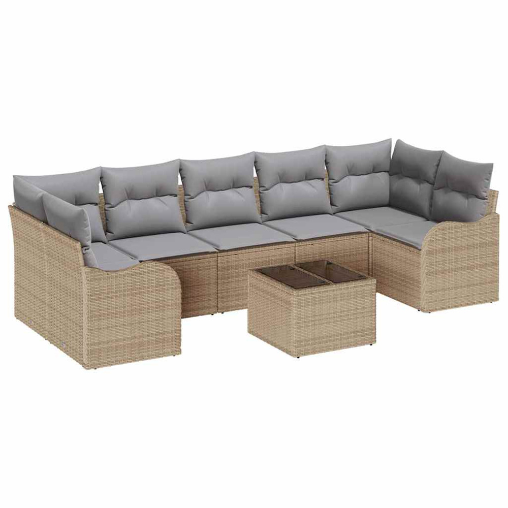 Ensemble de canapé de jardin beige 55 x 55 x 37 cm polyrotin