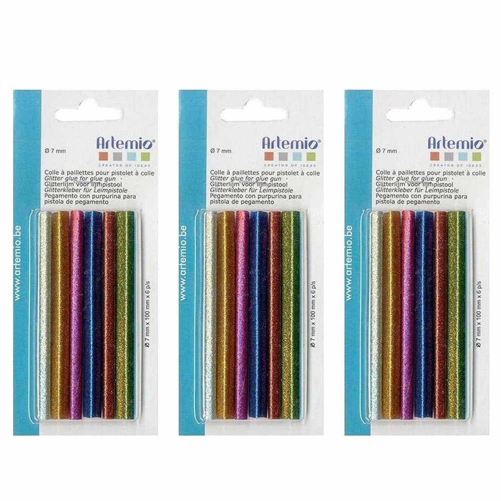 18 recharges pistolet à colle 7 mm - paillettes