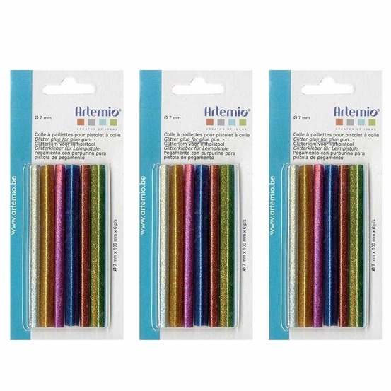 18 recharges pistolet à colle 7 mm - paillettes