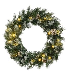 Couronne de noël avec lumières led vert 60 cm pvc