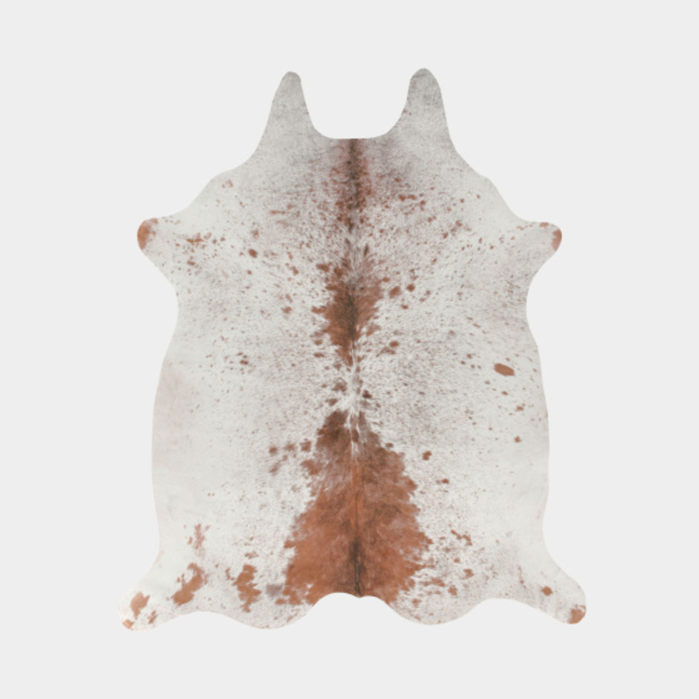 Tapis peau de bête imprimé hd - imitation vache tachetée claire - marron et blanc - 155 x 190 cm