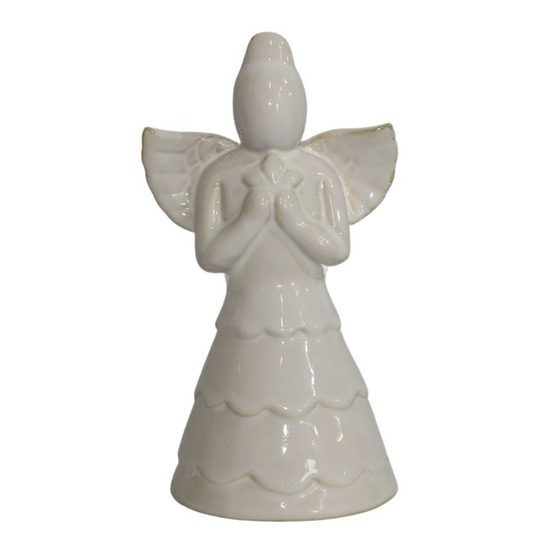 Statue statuette sculpture déco ange noël céramique blanche 19cm