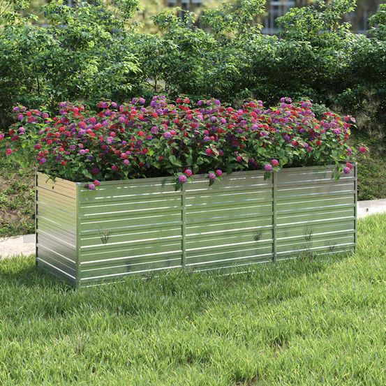 Grand bac potager surélevé acier galvanisé xxl jardin 240x80x77cm