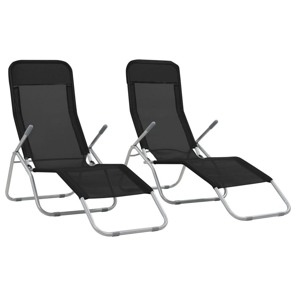 Chaises longues pliables lot de 2 textilène noir