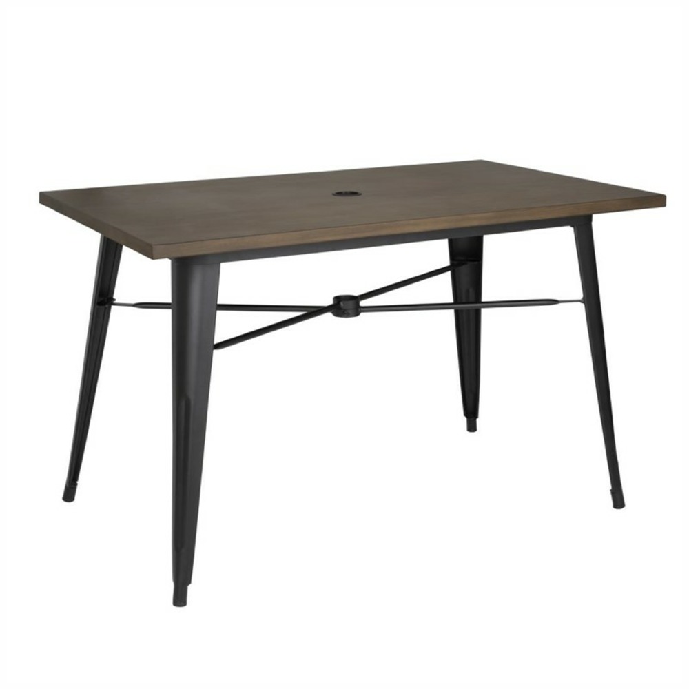 Table plateau aluminium effet bois noir 120 x 76 x 75 cm - bolero