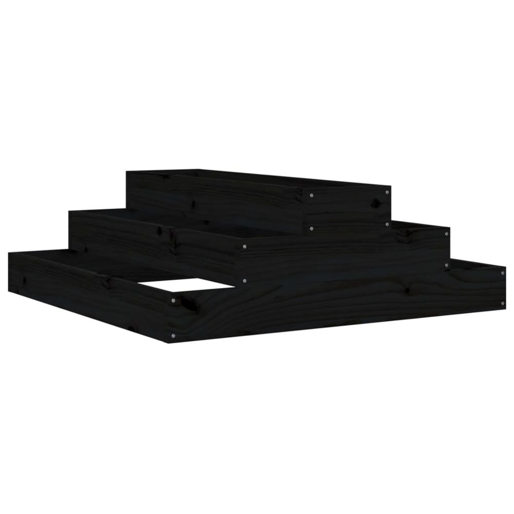 Jardinière d'extérieur noir 80x80x27 cm bois massif de pin