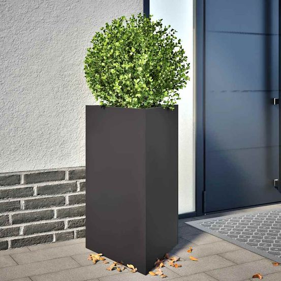 Jardinière surélevée triangulaire en acier pour jardin terrasse noir 75 cm
