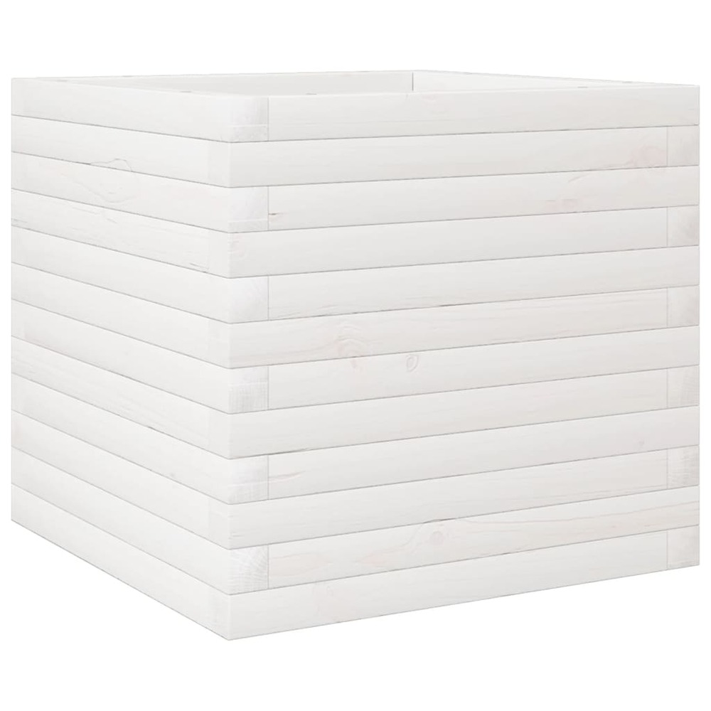 Jardinière bac lit surélevé plantes fleurs terrasse jardin 50 x 50 x 45,5 cm bois de pin massif blanc