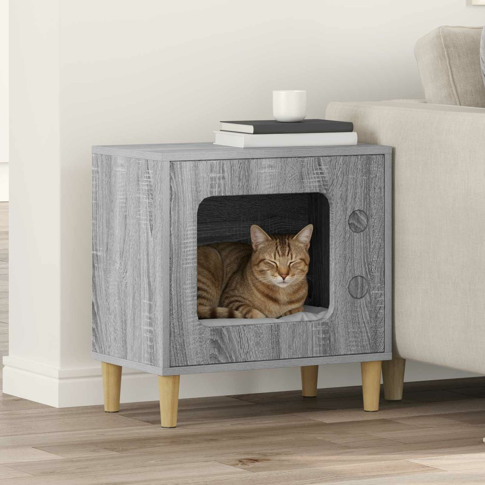 Maison pour chat gris sonoma 51 x 30 x 52 cm bois d'ingénierie