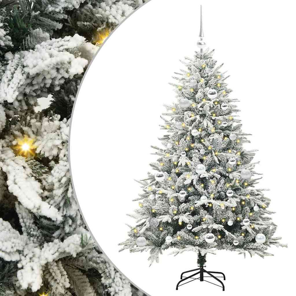 Sapin de noël artificiel pré-éclairé avec set de boules 150 cm