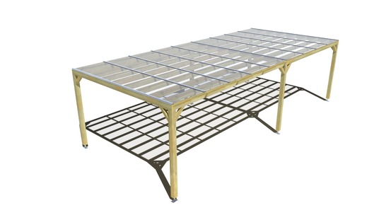 Pergola bois • 9m x 4m • indépendante • sens largeur • couverture étanche transparente incluse • livraison comprise