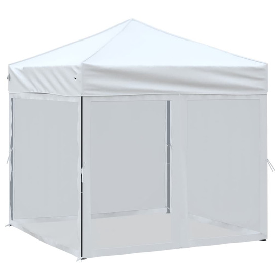 Tente de réception pliable avec parois blanc 2x2 m