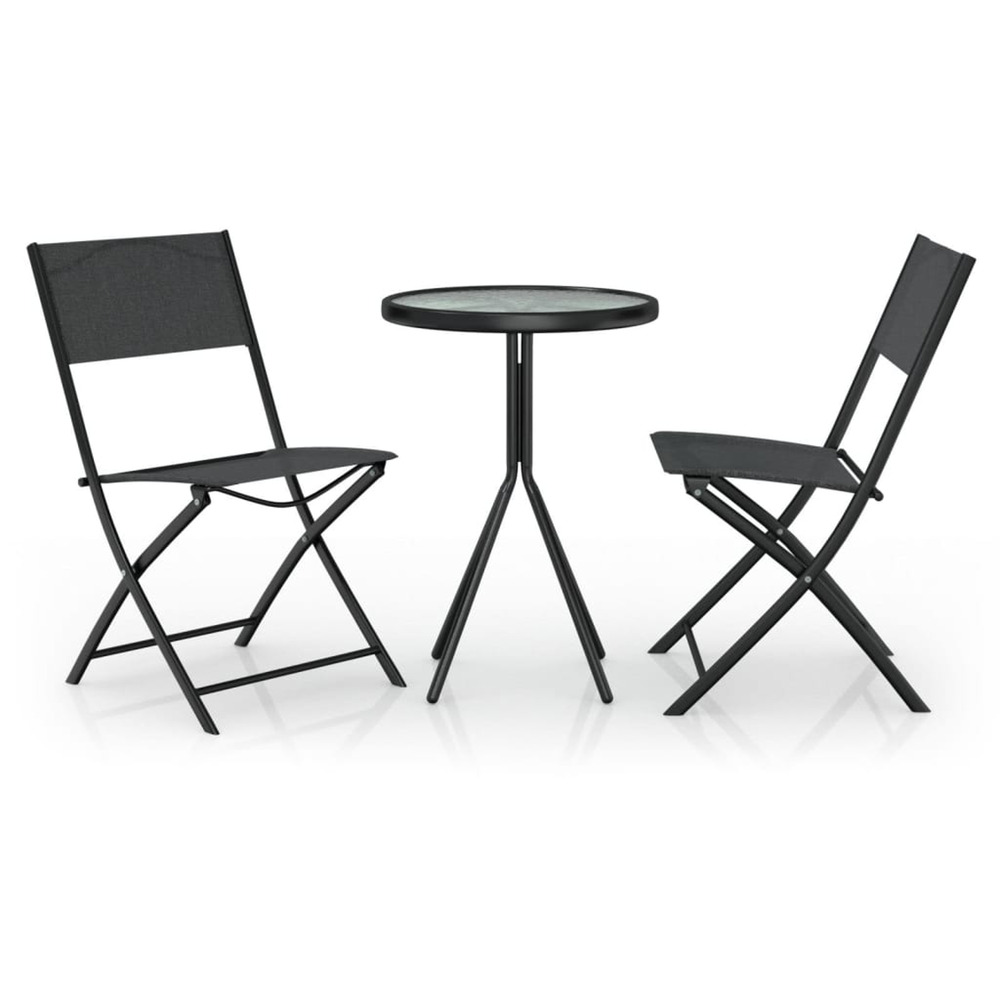 Ensemble de bistro 3 pcs acier noir