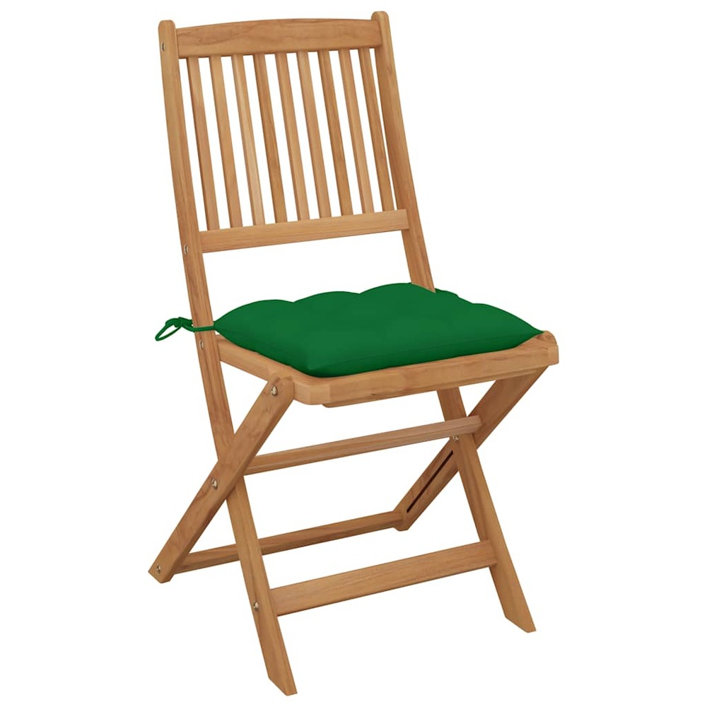 Chaises pliables de jardin lot de 2 avec coussins bois d'acacia