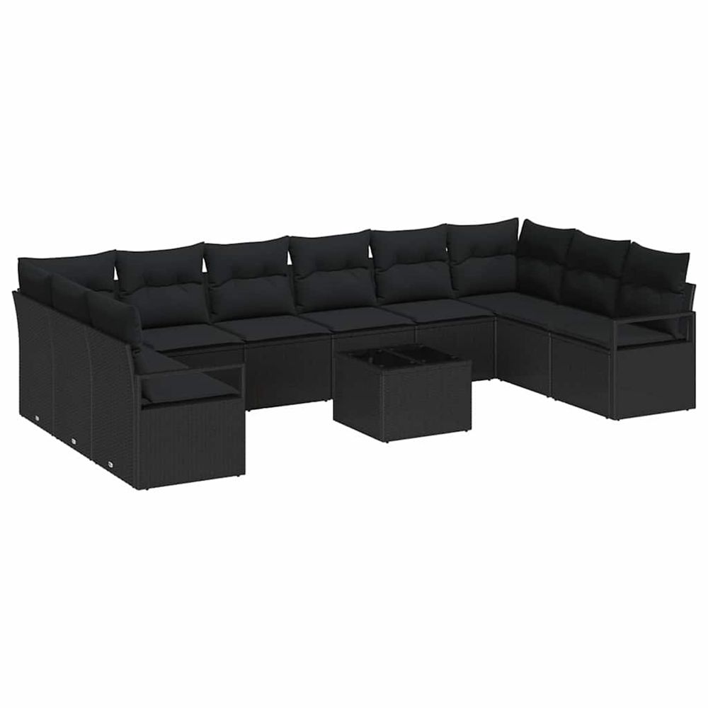 Ensemble de canapé de jardin 11 pc noir polyrotin