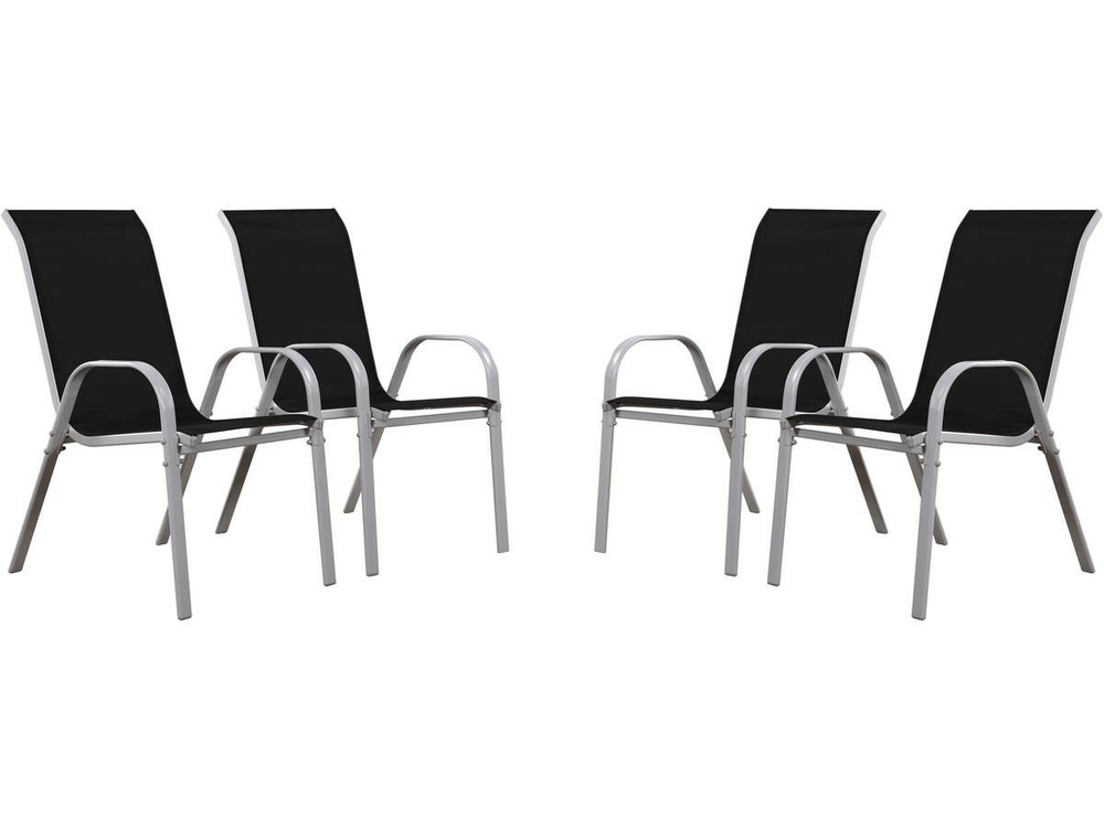 Fauteuil jardin Textilène Cordoba - Phoenix - Noir - Lot de 4