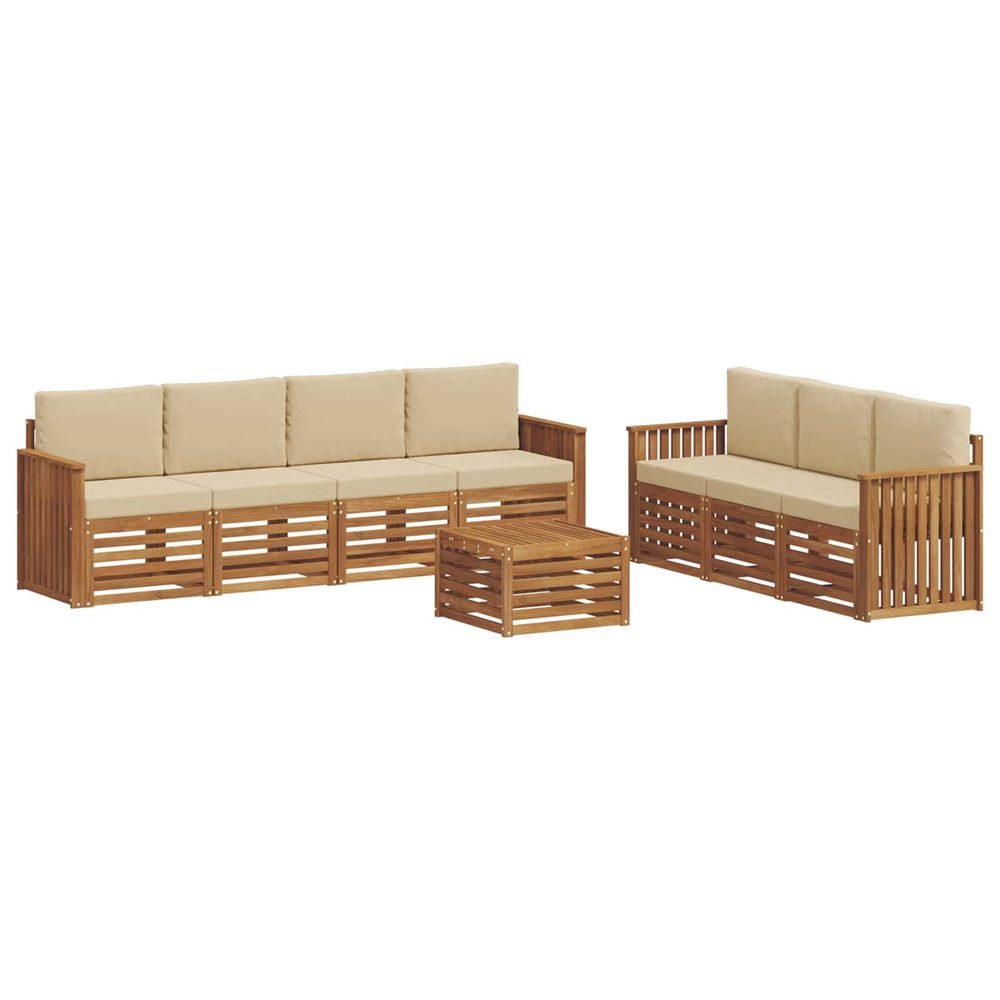 Ensembles de canapés 8 pc naturel et beige bois d'acacia massif