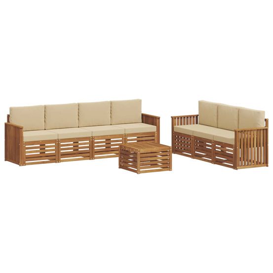 Ensembles de canapés 8 pc naturel et beige bois d'acacia massif