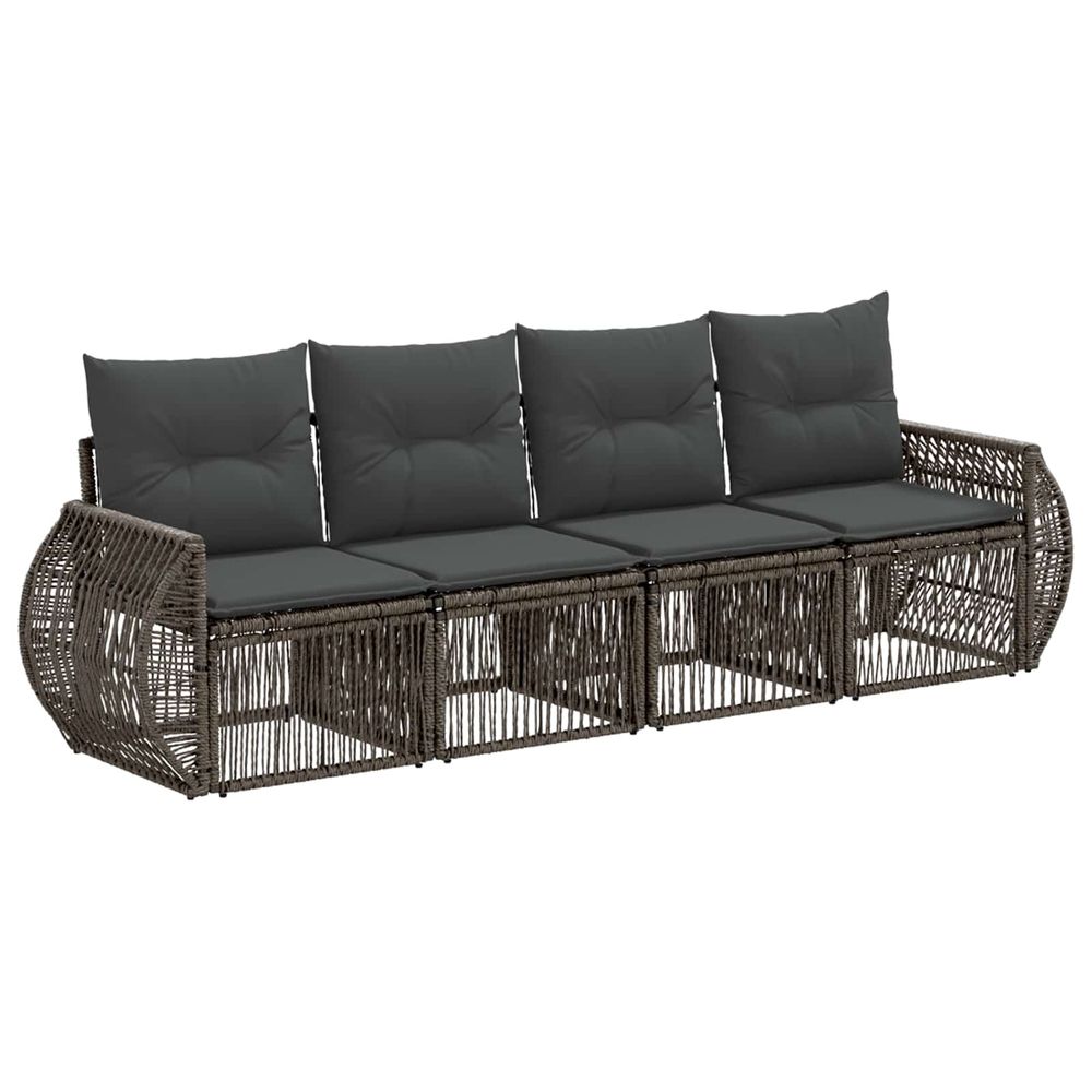 Ensemble de canapé de jardin 4 pc gris et gris foncé polyrotin