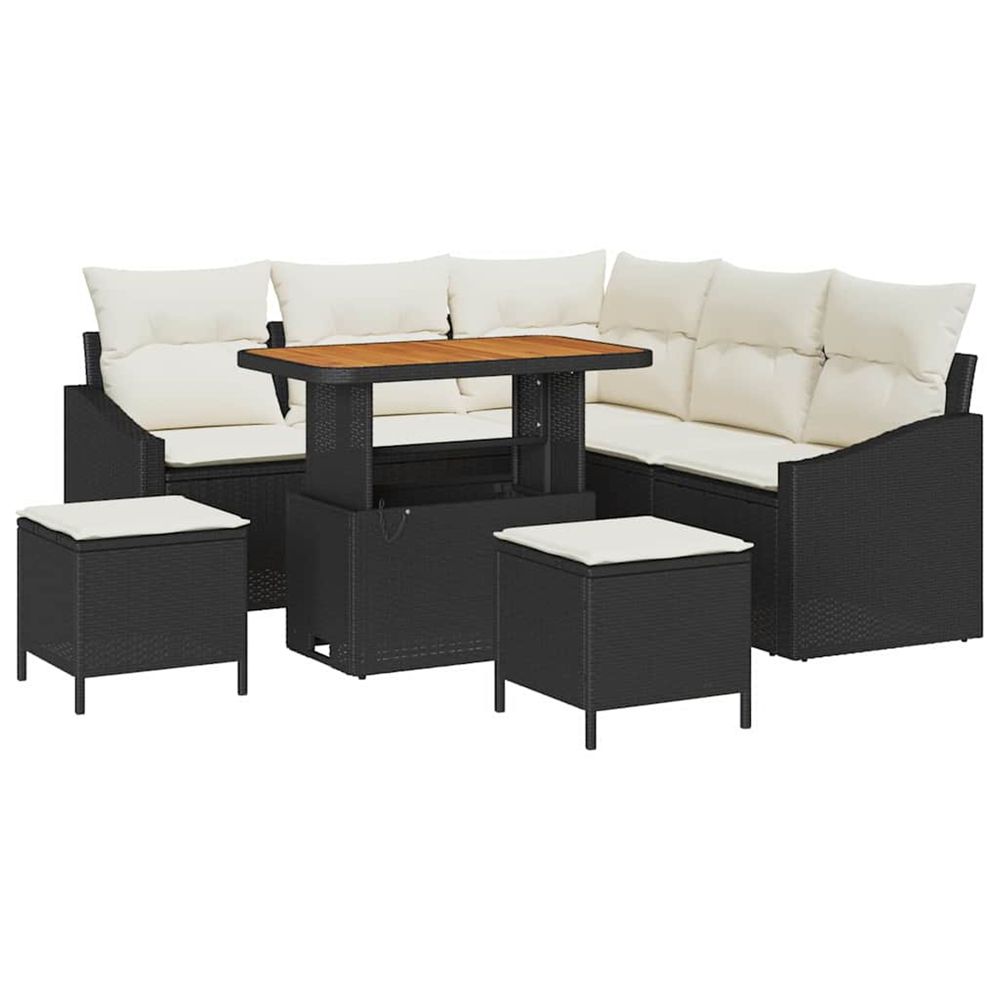 Ensemble de canapé de jardin 8 pc noir polyrotin