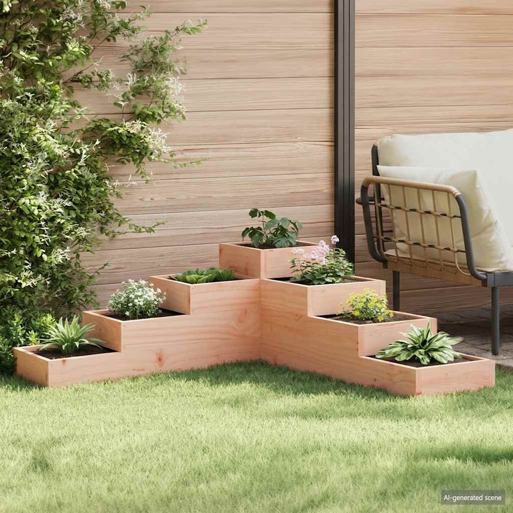 Grande jardinière d'angle 4 niveaux en bois de douglas massif