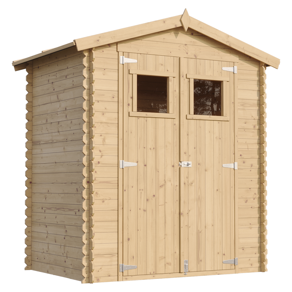 Abri de jardin en bois 1,98 m² - avec sol imprégné – h218 x 196 x 136 cm - atelier rangement outils et vélos - m367+m367g