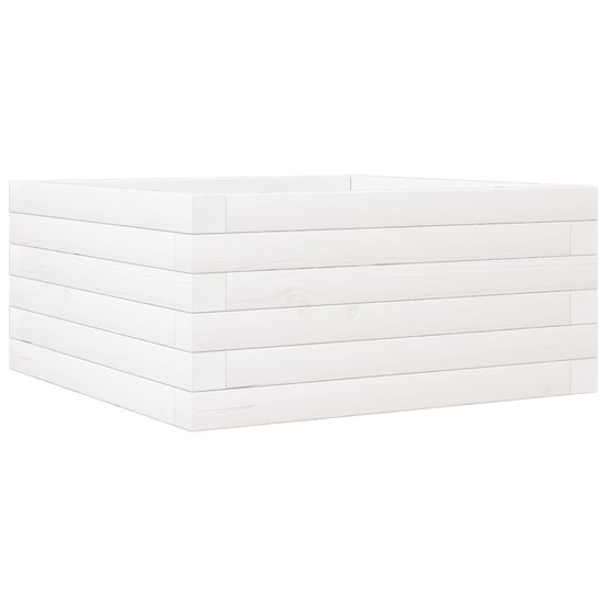 Jardinière bac lit surélevé plantes fleurs terrasse jardin 50 x 50 x 23 cm bois de pin massif blanc