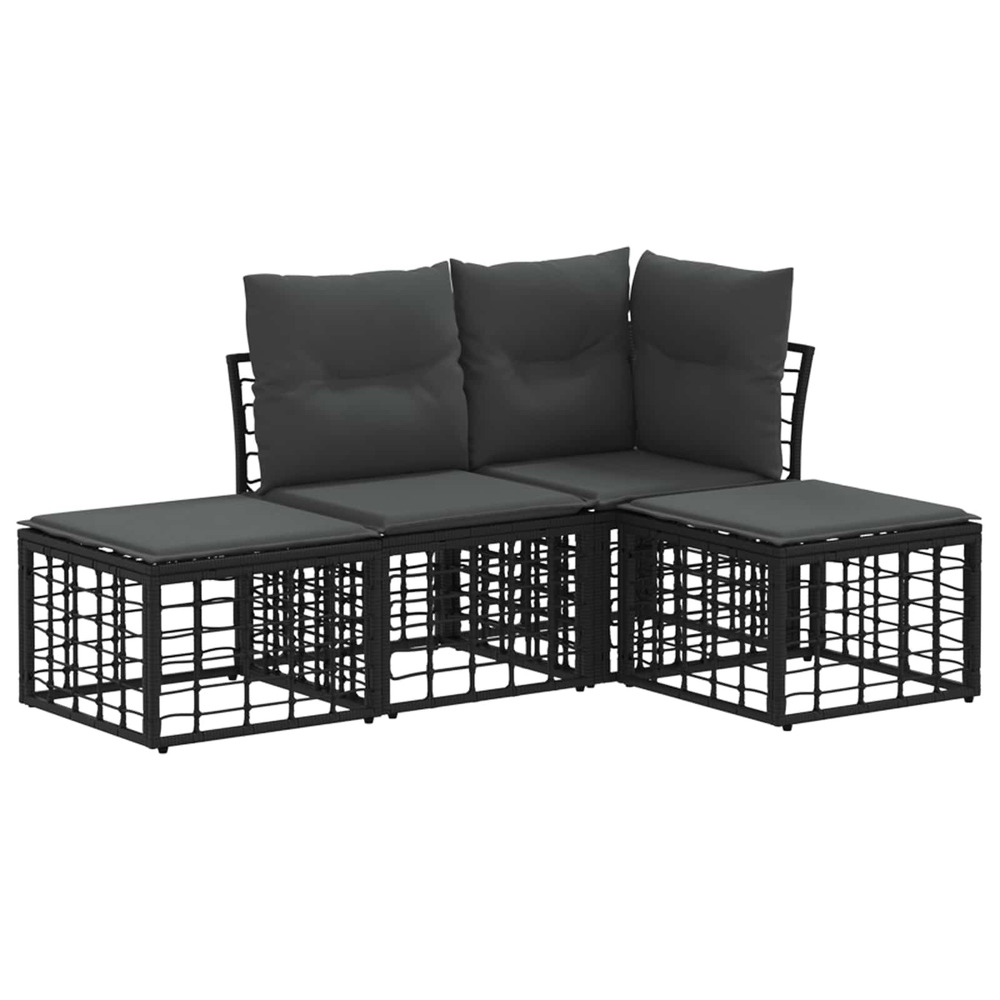 Ensemble de canapés d'extérieur noir polyester