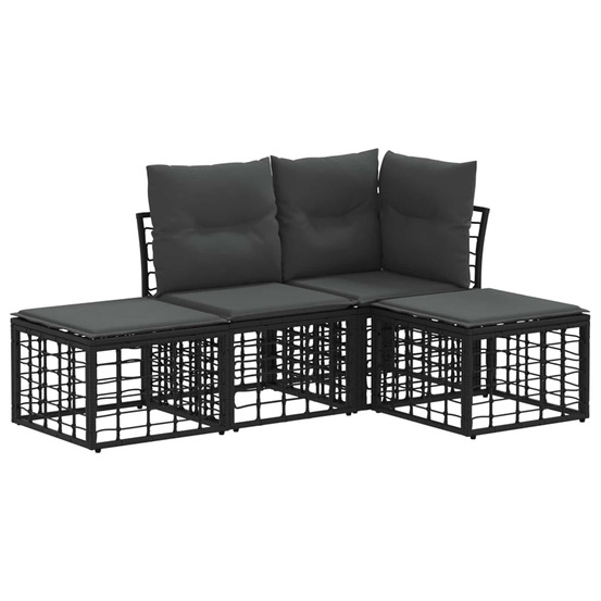 Ensemble de canapés d'extérieur noir polyester