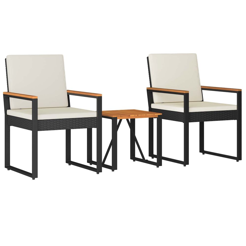 Ensemble de meubles d'extérieur 3 pc noir et blanc crème