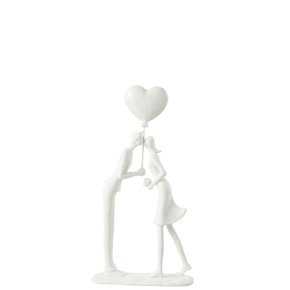 Statuette couple amoureux en synthétique blanc 15x6x30 cm