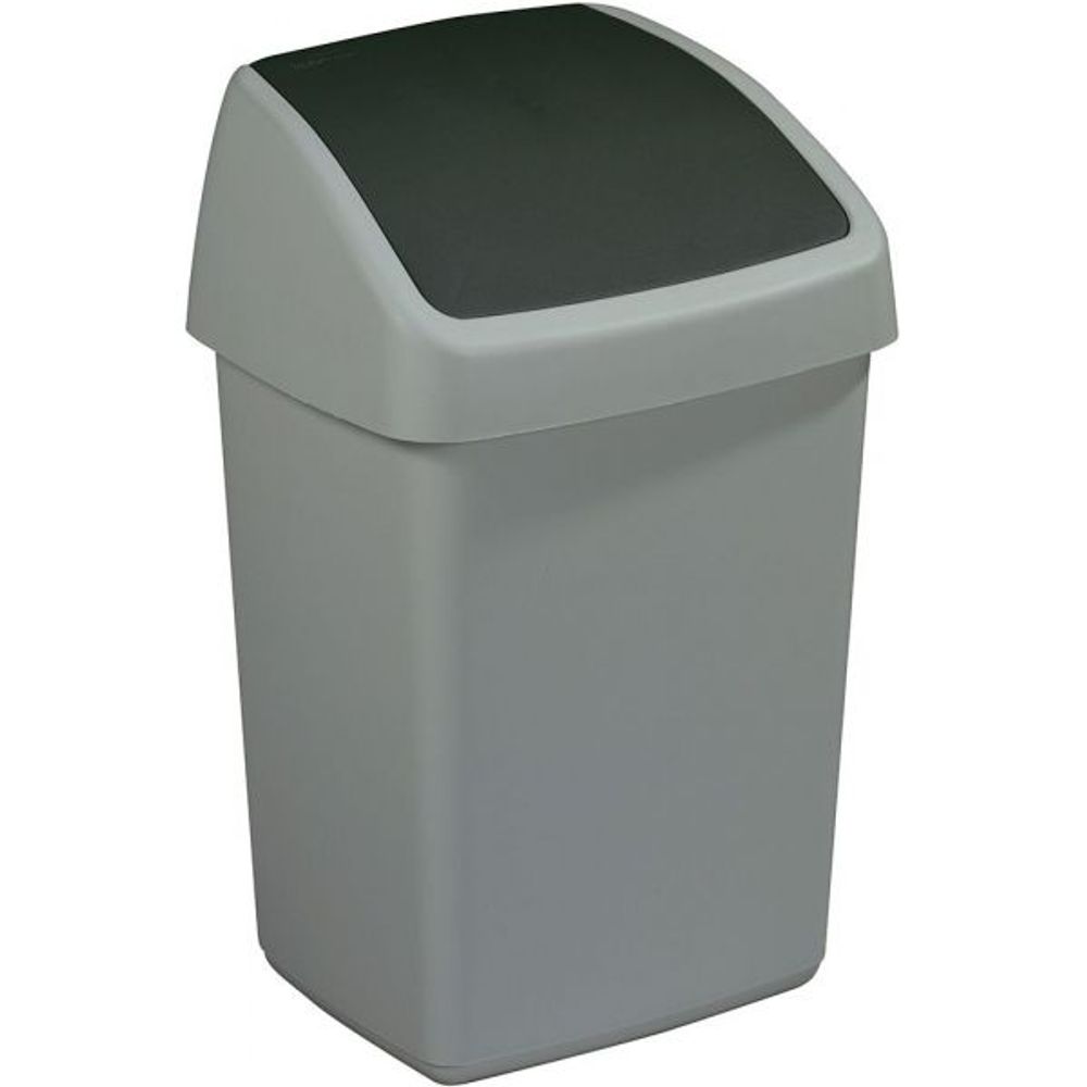 Poubelle grise avec couvercle basculant delta 10 litres