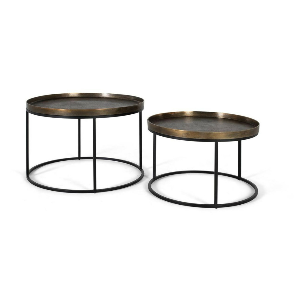Lot de 2 tables basses fer bronze - décoration d'autrefois