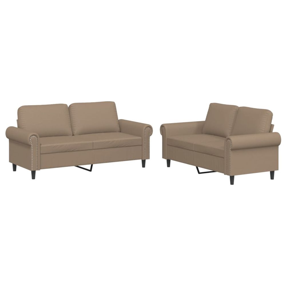 Ensemble de canapés 2 pcs avec coussins cappuccino similicuir