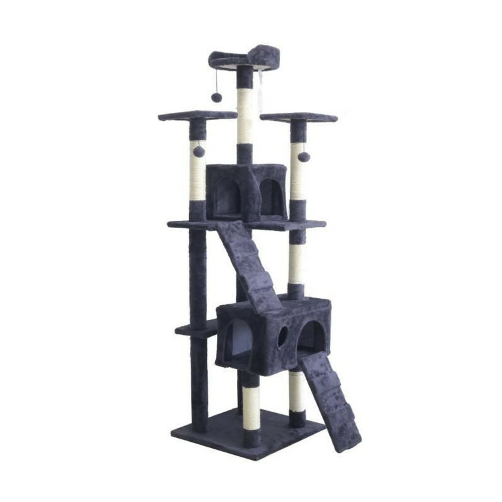 Billy arbre a chat 170 cm - griffoir + 2 cabanes - gris
