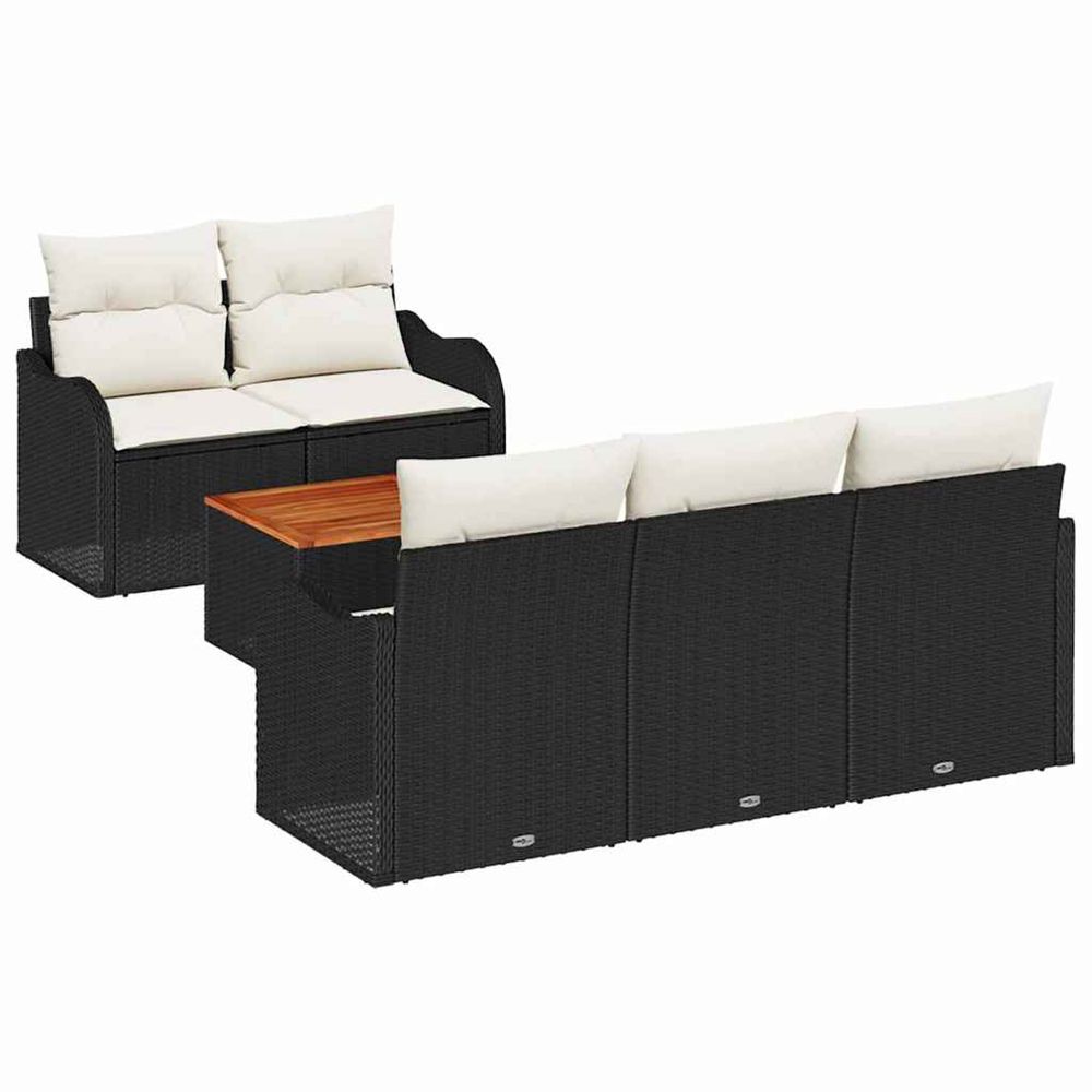 Ensemble de canapé de jardin 6 pc noir polyrotin