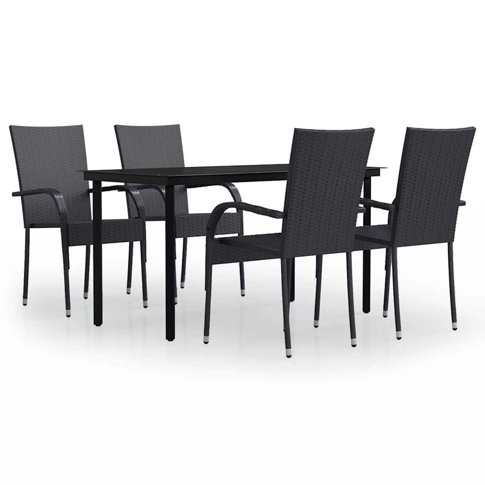 Ensemble à manger de jardin 5 pcs noir