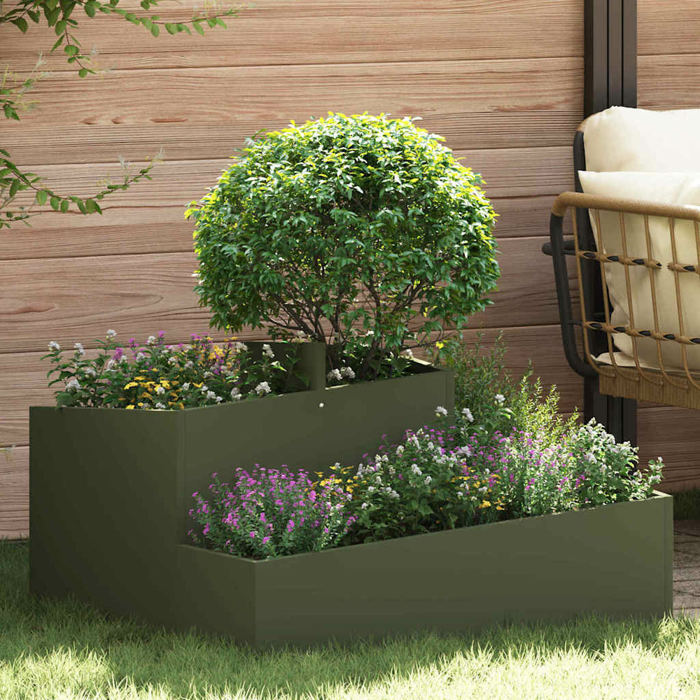 Cache-pot de jardin vert olive 80 x 80 x 50 cm