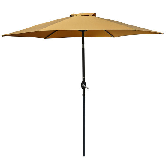 Parasol marbella à manivelle en aluminium gris anthracite et polyester moutarde