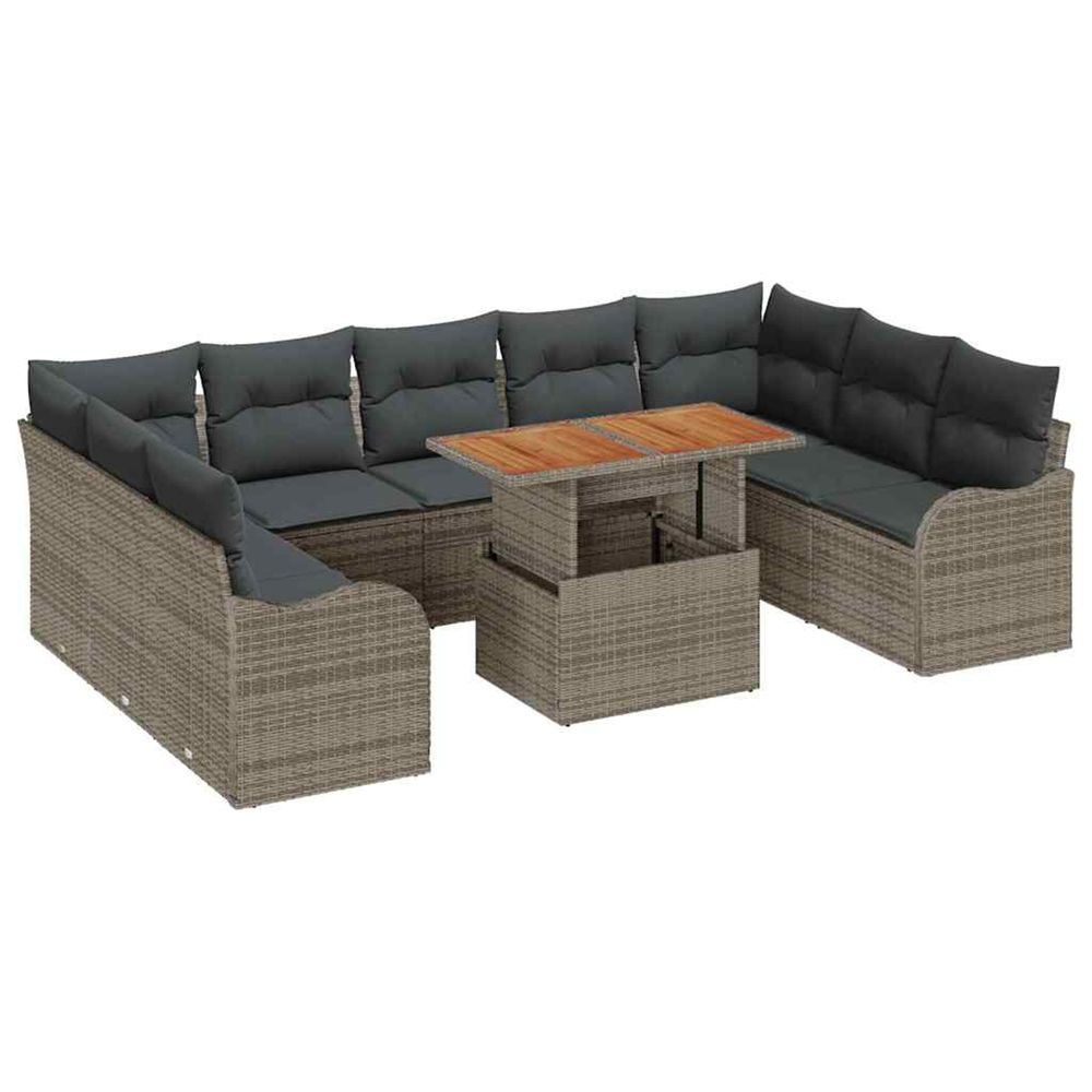 Ensemble de canapé de jardin 10 pc gris poly rotin