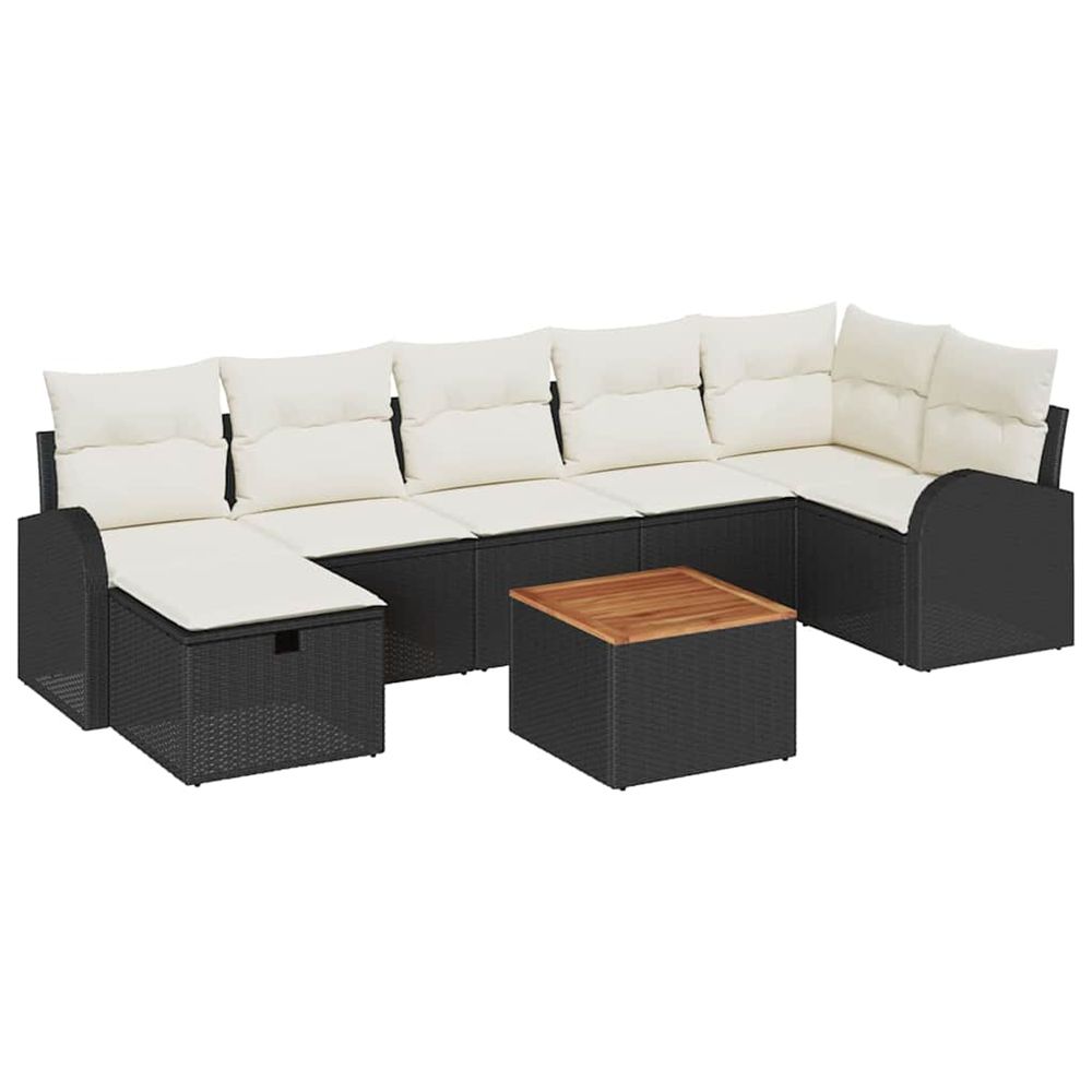 Ensemble de canapé de jardin 8 pc noir poly rotin
