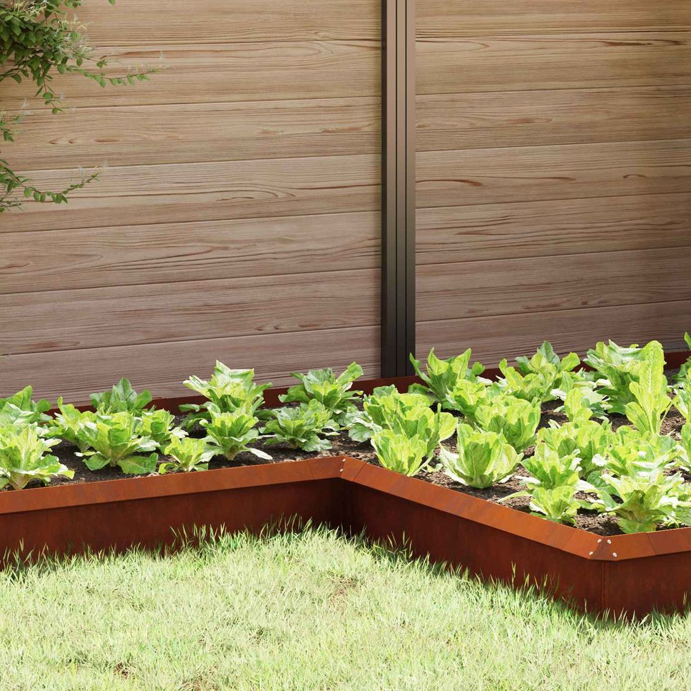 Clôture anti-limaces acier pour jardin protection bordure 10x25cm rouillé 4pcs