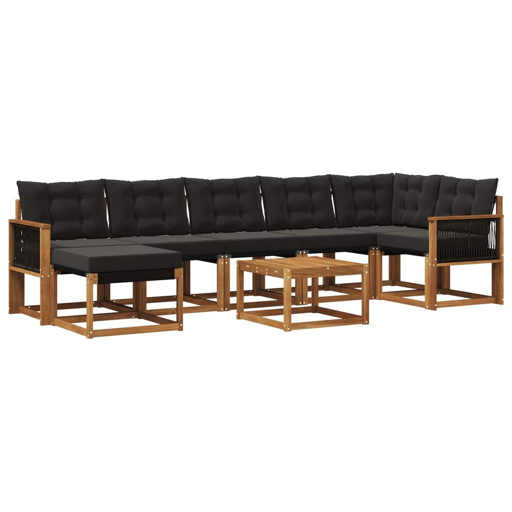 Ensemble de canapés d'extérieur 8 pc naturel et noir